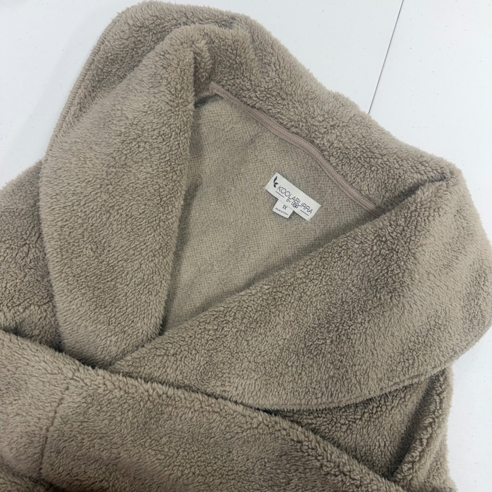 Koolaburra by UGG Women 1X Sherpa Fleece Cardigan Wrap Jacket Taupe Pockets